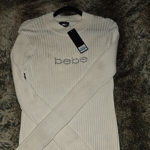 Bebe Cream Ribbed Women's Sweater